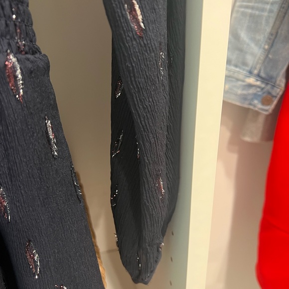 Veronica Beard Holiday Navy Blue Silver Smocked metallic Cocktail Dress Size 4 - Picture 5 of 6